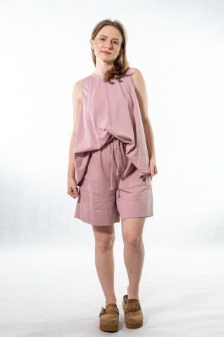 Komplet damski Gioya & Co. – top + spodenki bawełniane - Paris pink