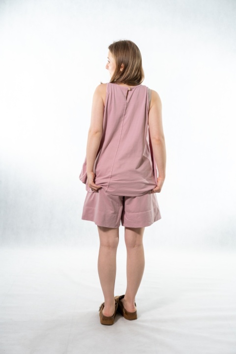 Komplet damski Gioya & Co. – top + spodenki bawełniane - Paris pink