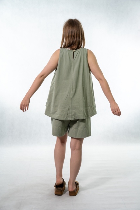 Komplet damski Gioya & Co. – top + spodenki bawełniane - Salvia