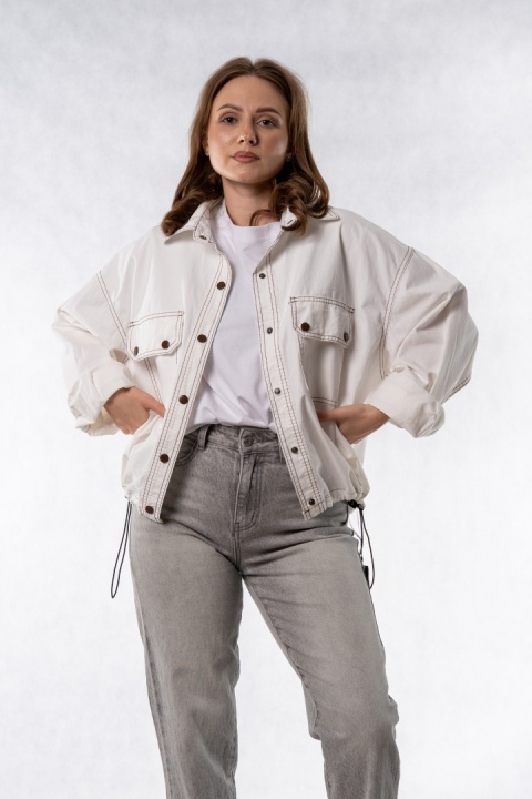 Kurtka damska oversize JOY z regulacją dołu – Ecru
