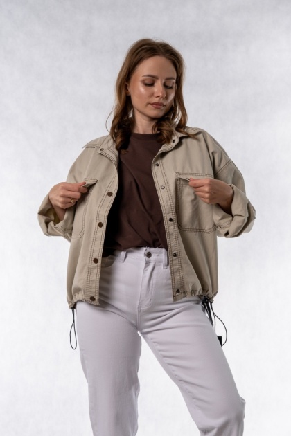 Kurtka damska oversize JOY z regulacją dołu – Beżowa