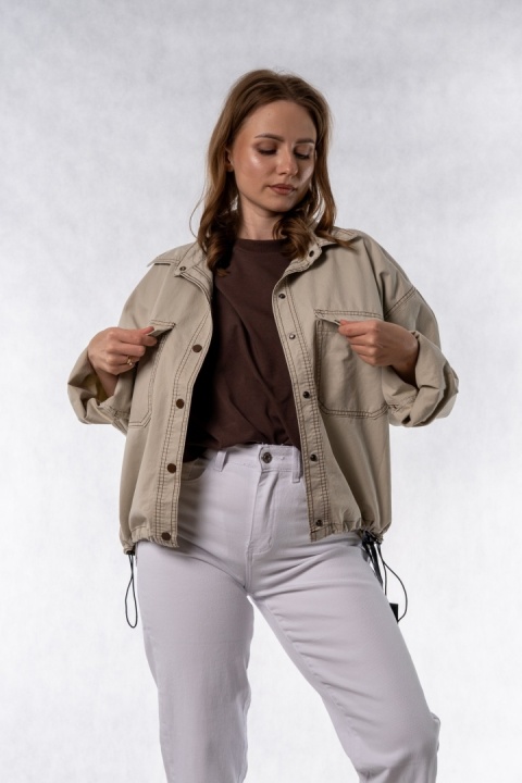 Kurtka damska oversize JOY z regulacją dołu – Beżowa