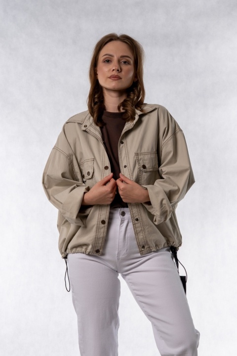 Kurtka damska oversize JOY z regulacją dołu – Beżowa