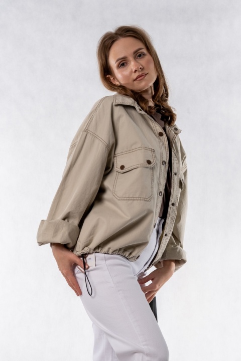 Kurtka damska oversize JOY z regulacją dołu – Beżowa