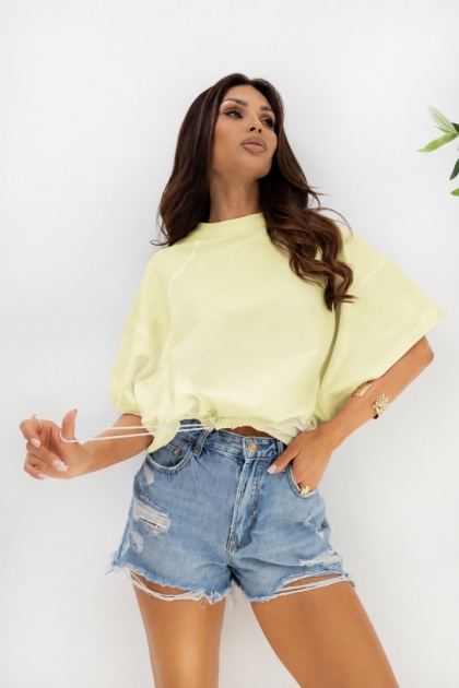 T- shirt Lenoshka Comfy Oversize Tee ze stoperem - Żółty