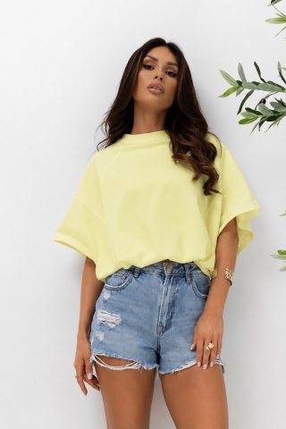 T- shirt Lenoshka Comfy Oversize Tee ze stoperem - Żółty
