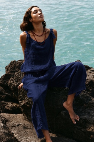 Lniany top Wiya - Blu