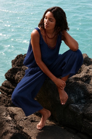Lniany top Wiya - Blu