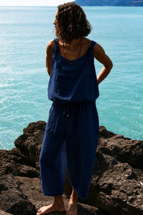 Lniany top Wiya - Blu
