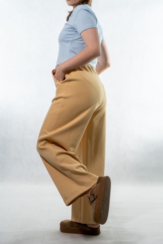 Spodnie damskie balloon culotte COLETTE – Bananowo-Musztardowe