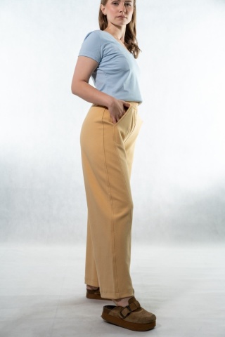 Spodnie damskie balloon culotte COLETTE – Bananowo-Musztardowe