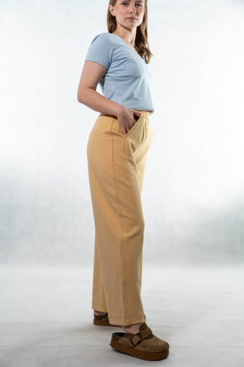 Spodnie damskie balloon culotte COLETTE – Bananowo-Musztardowe