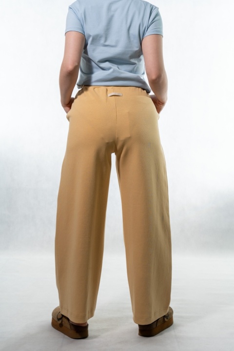 Spodnie damskie balloon culotte COLETTE – Bananowo-Musztardowe
