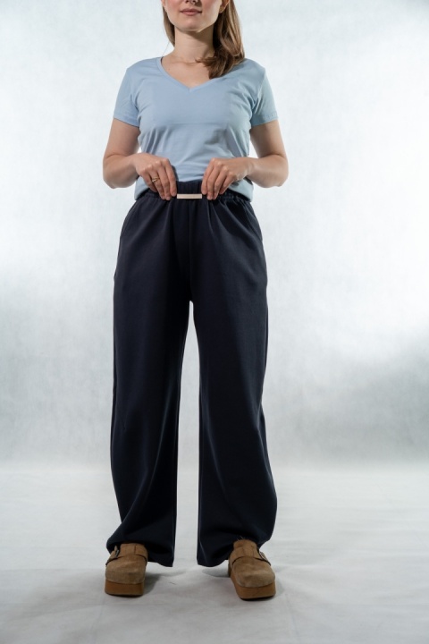 Spodnie damskie balloon culotte COLETTE - Granatowe