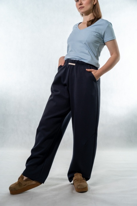 Spodnie damskie balloon culotte COLETTE - Granatowe