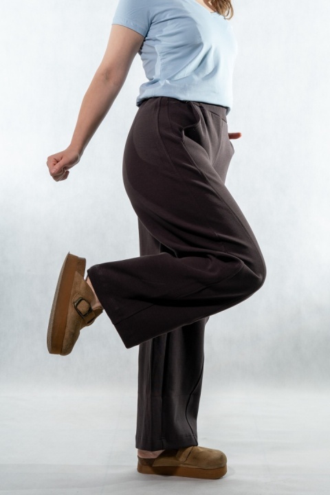 Spodnie damskie balloon culotte COLETTE - Gorzka Czekolada