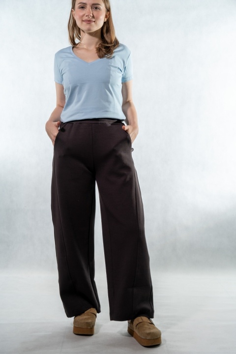 Spodnie damskie balloon culotte COLETTE - Gorzka Czekolada