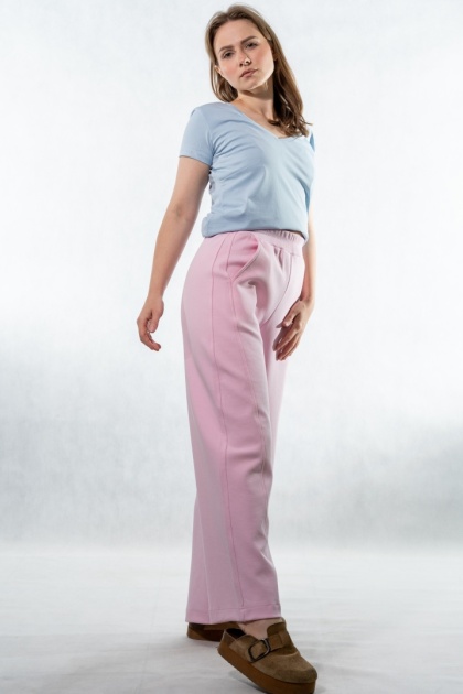 Spodnie damskie balloon culotte COLETTE – Pudrowy Róż
