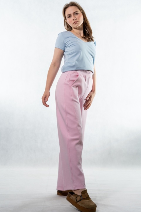 Spodnie damskie balloon culotte COLETTE – Pudrowy Róż