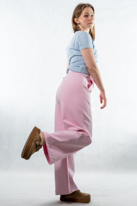 Spodnie damskie balloon culotte COLETTE – Pudrowy Róż