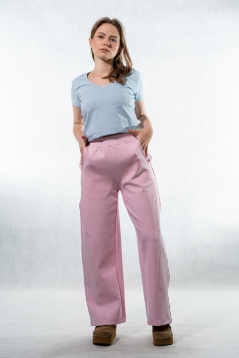 Spodnie damskie balloon culotte COLETTE – Pudrowy Róż
