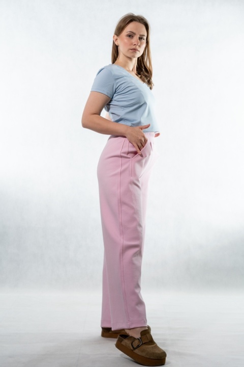 Spodnie damskie balloon culotte COLETTE – Pudrowy Róż