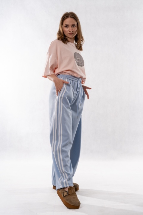 Spodnie dresowe JOY z lampasami - Baby Blue