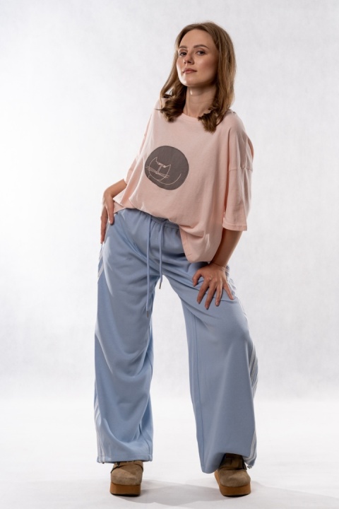 Spodnie dresowe JOY z lampasami - Baby Blue