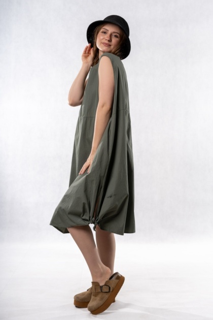Sukienka Wendy Trendy – bawełniana sukienka o balonowym fasonie - Khaki