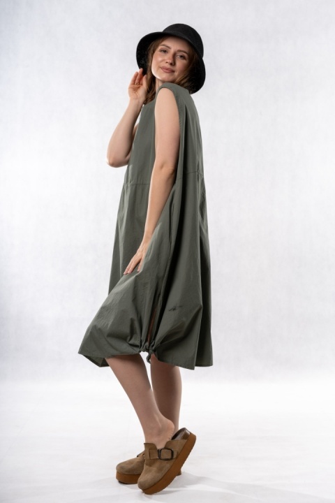 Sukienka Wendy Trendy – bawełniana sukienka o balonowym fasonie - Khaki