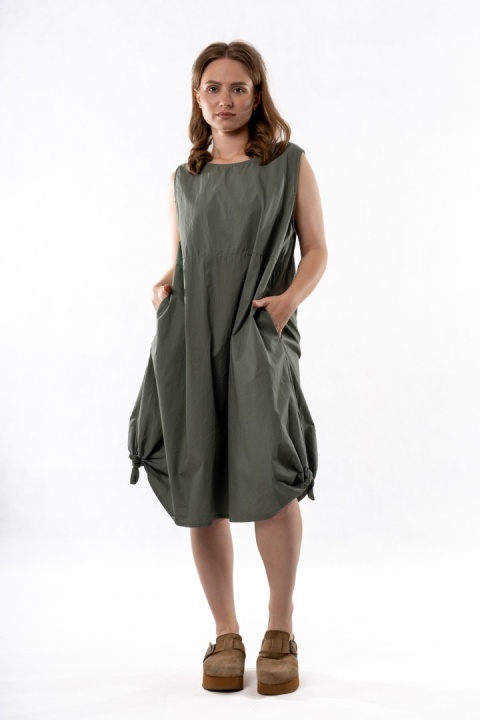 Sukienka Wendy Trendy – bawełniana sukienka o balonowym fasonie - Khaki