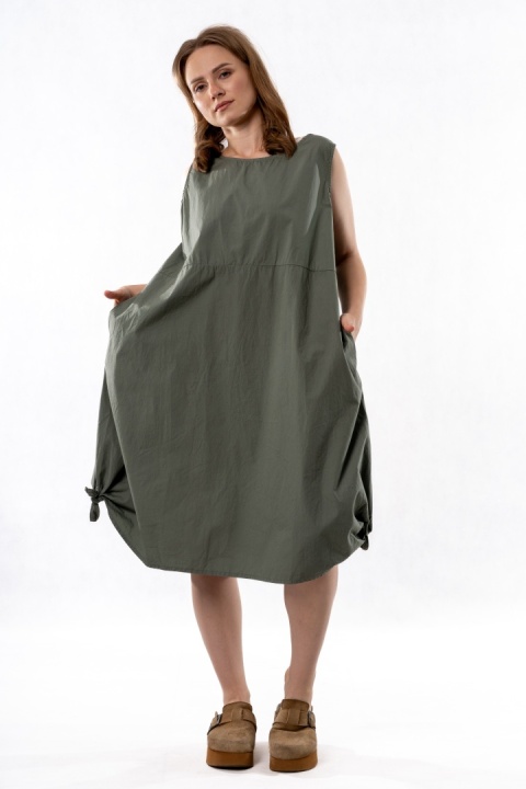 Sukienka Wendy Trendy – bawełniana sukienka o balonowym fasonie - Khaki