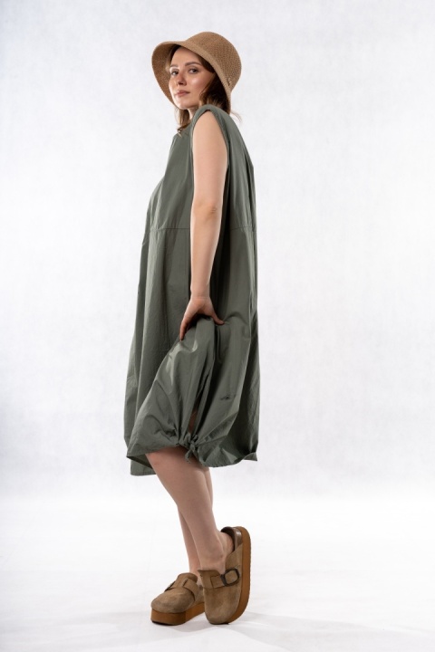 Sukienka Wendy Trendy – bawełniana sukienka o balonowym fasonie - Khaki