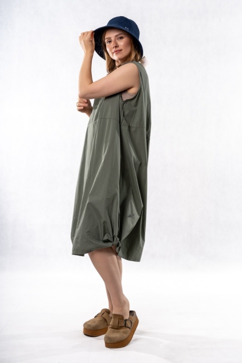 Sukienka Wendy Trendy – bawełniana sukienka o balonowym fasonie - Khaki