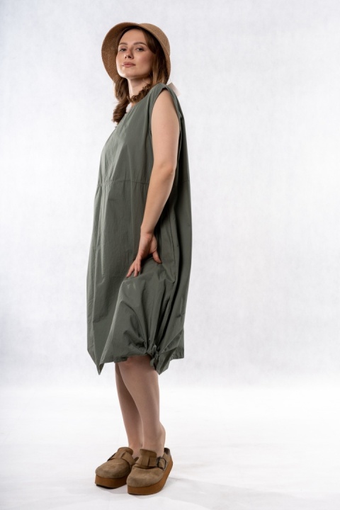 Sukienka Wendy Trendy – bawełniana sukienka o balonowym fasonie - Khaki