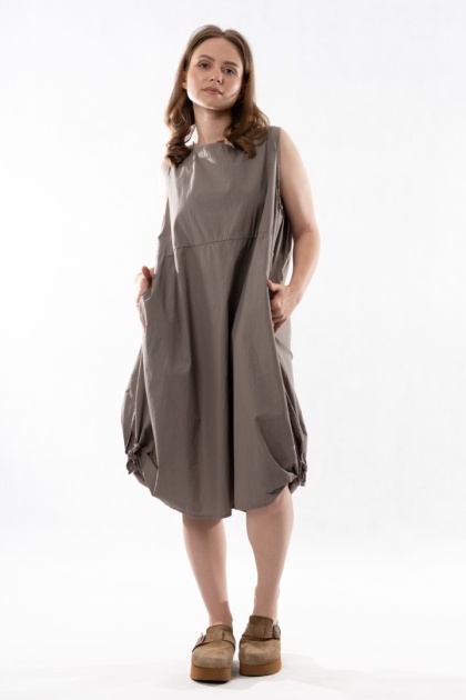 Sukienka Wendy Trendy – bawełniana sukienka o balonowym fasonie - Taupe