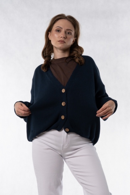 Kardigan oversize 100% bawełna – Granatowy