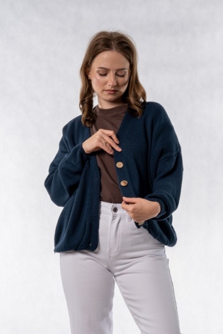 Kardigan oversize 100% bawełna – Granatowy