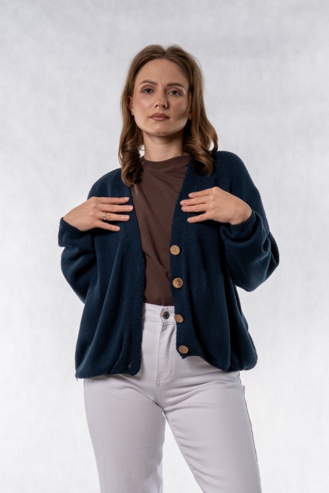 Kardigan oversize 100% bawełna – Granatowy