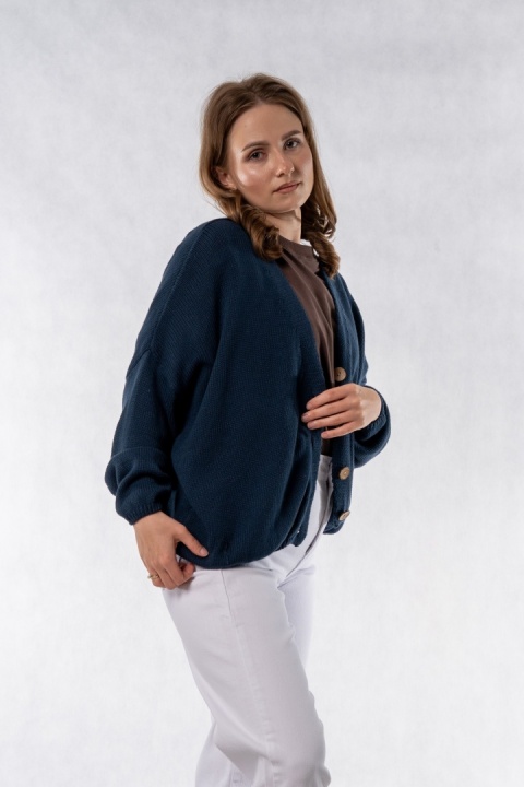 Kardigan oversize 100% bawełna – Granatowy