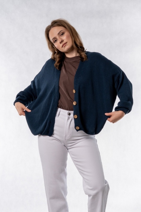 Kardigan oversize 100% bawełna – Granatowy