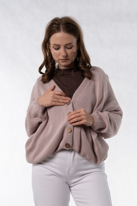 Kardigan oversize 100% bawełna – Puder