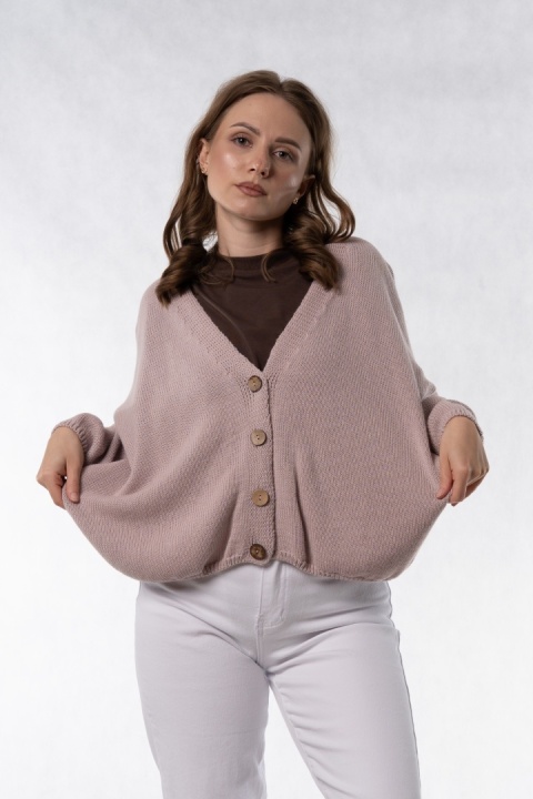 Kardigan oversize 100% bawełna – Puder