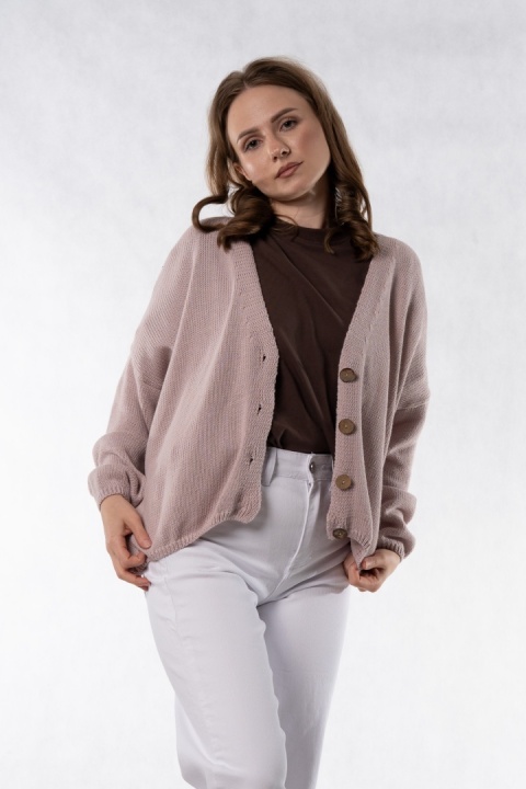 Kardigan oversize 100% bawełna – Puder