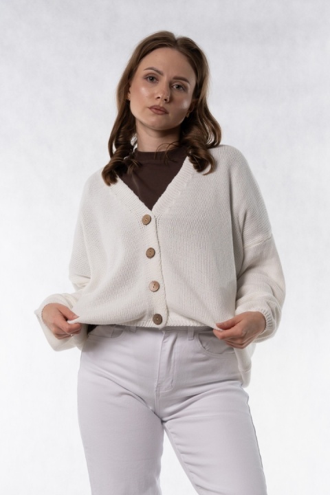 Kardigan oversize 100% bawełna – Ecru