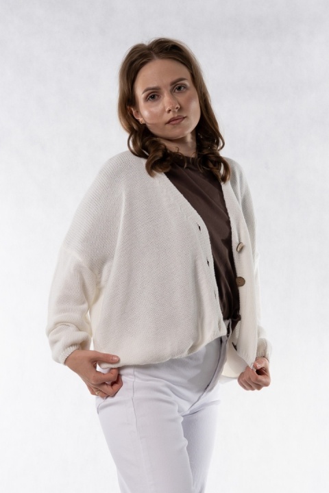 Kardigan oversize 100% bawełna – Ecru