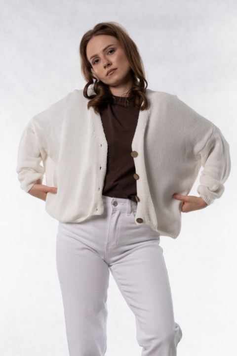 Kardigan oversize 100% bawełna – Ecru