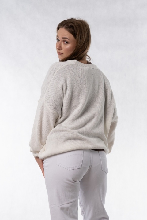 Kardigan oversize 100% bawełna – Ecru