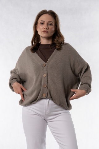 Kardigan oversize 100% bawełna – Taupe