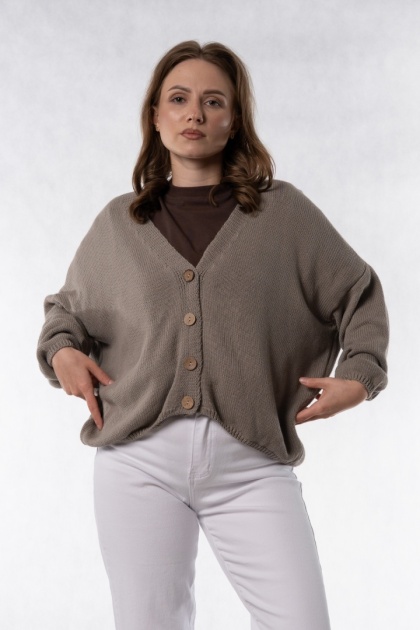 Kardigan oversize 100% bawełna – Taupe